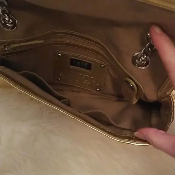 Rafe New York gold embossed faux snake skin chain bag